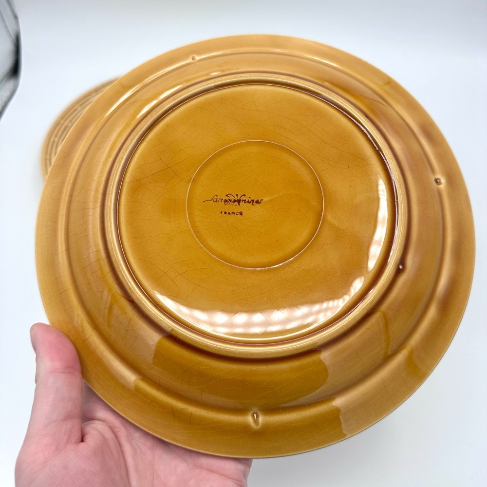 Set of 2 Sarreguemines of France Mustard Yellow 4 Section Grill Plates - Picture 6 of 7